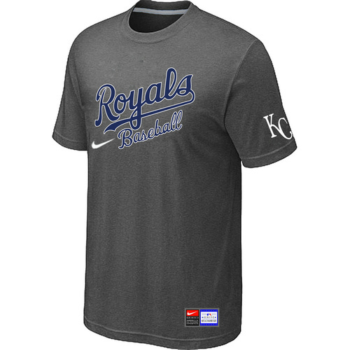 MLBKansasCityRoyalsD-MLB Kansas City Royals Nike Short Sleeve Practice T-Shirt D.Grey
