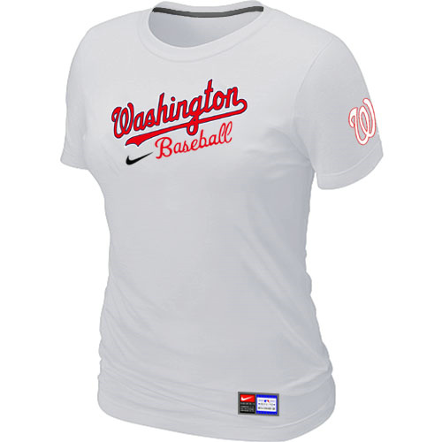 MLB Washington Nationals Nike Womens Short Sleeve Practice T Shirt White