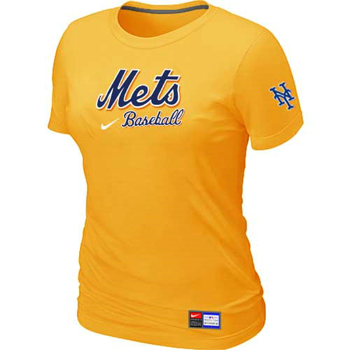 New York Mets Nike Womens Short Sleeve Practice T Shirt Yellow 
