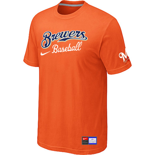 Milwaukee Brewers Nike Short Sleeve Practice T-Shirt Orange   