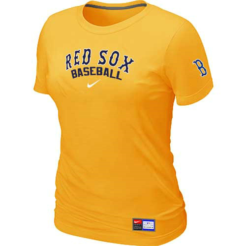 Boston Red Sox Nike Womens Short Sleeve Practice T-Shirt Yellow