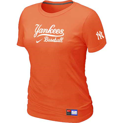 MLB New York Yankees Heathered Nike Womens Blended T Shirt Orange 