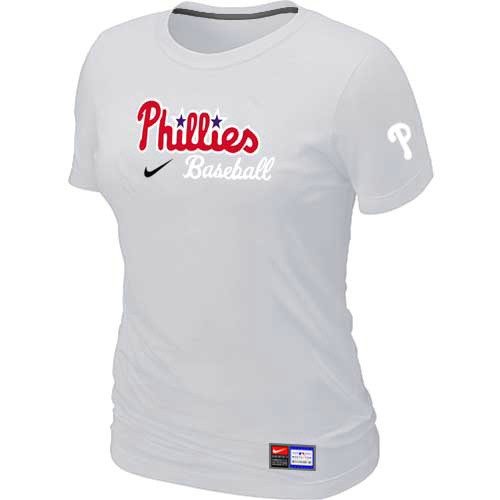 MLB Philadelphia Phillies Heathered Womens Nike Blended T Shirt White