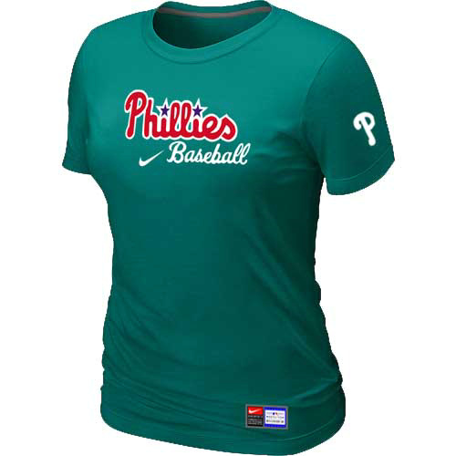 MLB Philadelphia Phillies Heathered Womens Nike Blended T Shirt L-Green