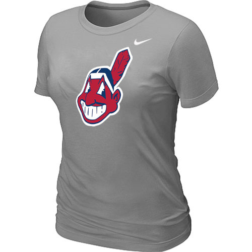 MLB Cleveland Indians Heathered Nike Blended Womens T Shirt L-Grey