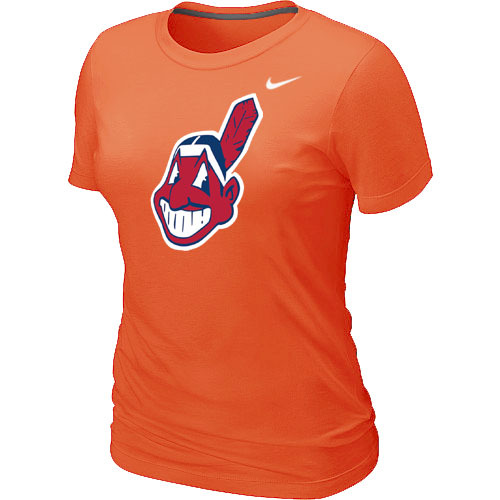 MLB Cleveland Indians Heathered Nike Blended Womens T Shirt Orange 