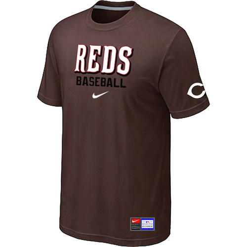 Cincinnati Reds Nike Short Sleeve Practice T-Shirt Brown
