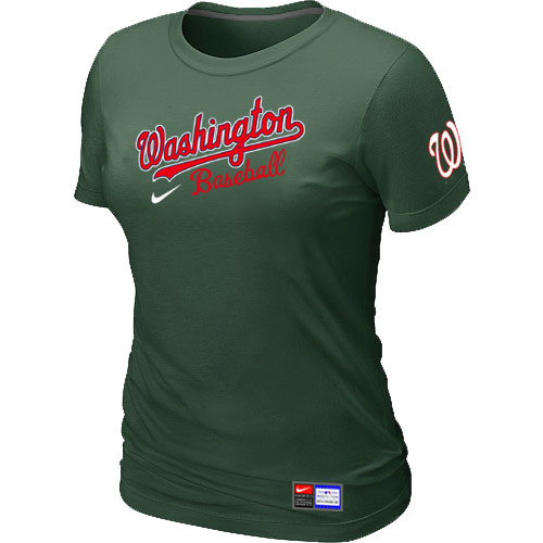 MLB Washington Nationals Nike Womens Short Sleeve Practice T Shirt D-Green