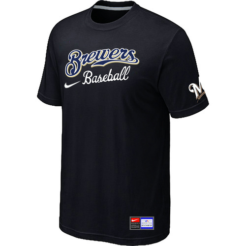 Milwaukee Brewers Nike Short Sleeve Practice T-Shirt Black