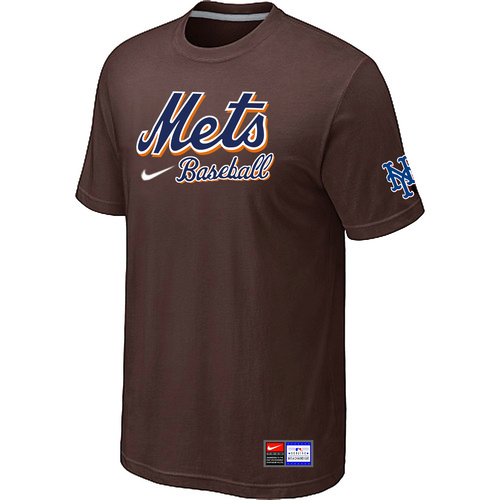 New York Mets Nike Short Sleeve Practice T-Shirt Brown