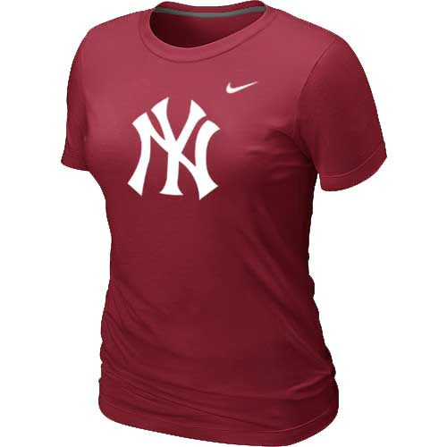 MLB New York Yankees Heathered Nike Womens Blended T Shirt Red MLB New York Yankees Heathered Nike Womens Blended T Shirt