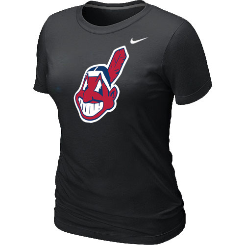 MLB Cleveland Indians Heathered Nike Blended Womens T Shirt Black 