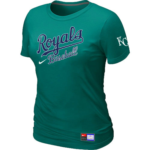MLB Kansas City Royals Nike Womens Short Sleeve Practice T Shirt L-Green