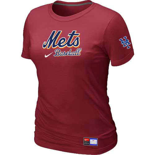 New York Mets Nike Womens Short Sleeve Practice T Shirt Red 