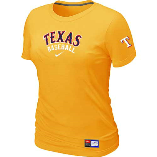 Texas Rangers Nike Womens Short Sleeve Practice T Shirt Yellow