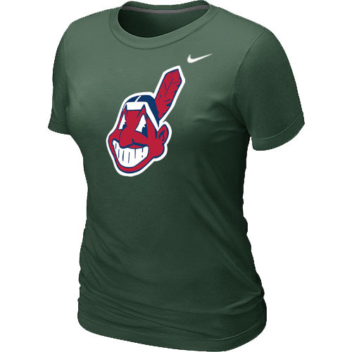 MLB Cleveland Indians Heathered Nike Blended Womens T Shirt D-Green