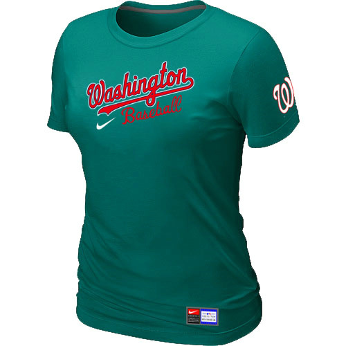 MLB Washington Nationals Nike Womens Short Sleeve Practice T Shirt L-Green