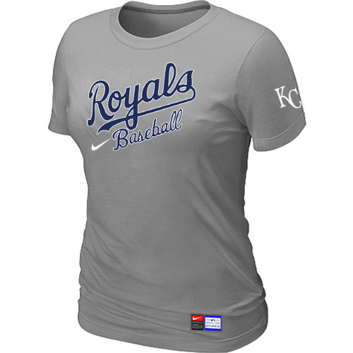 MLB Kansas City Royals Nike Womens Short Sleeve Practice T Shirt L-Grey
