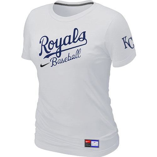 MLB Kansas City Royals Nike Womens Short Sleeve Practice T Shirt White