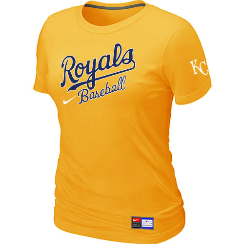 MLB Kansas City Royals Nike Womens Short Sleeve Practice T Shirt Yellow 
