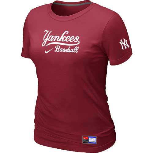 MLB New York Yankees Heathered Nike Womens Blended T Shirt Red 