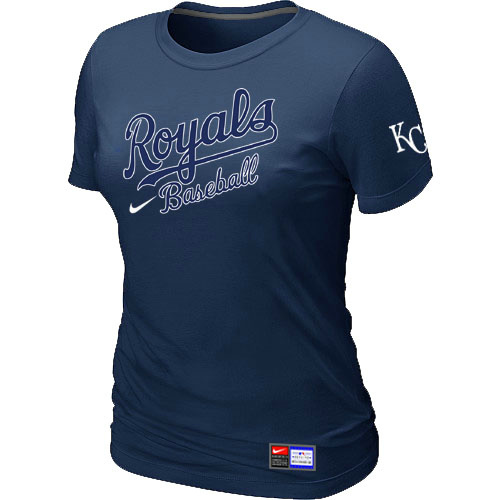 MLB Kansas City Royals Nike Womens Short Sleeve Practice T Shirt D-Blue