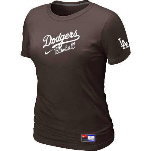Los Angeles Dodgers Nike Womens Short Sleeve Practice T Shirt Brown 