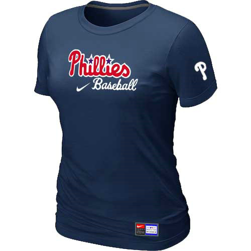 MLB Philadelphia Phillies Heathered Womens Nike Blended T Shirt D-Blue