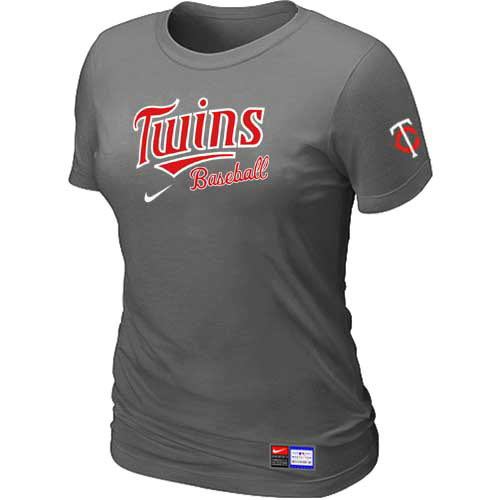 Minnesota Twins Nike Womens Short Sleeve Practice T Shirt D-Grey 