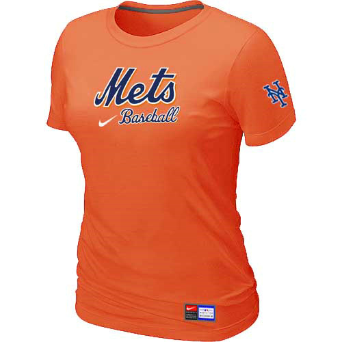 New York Mets Nike Womens Short Sleeve Practice T Shirt Orange 