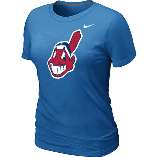 MLB Cleveland Indians Heathered Nike Blended Womens T Shirt L-blue