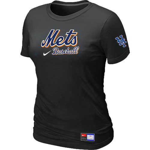 New York Mets Nike Womens Short Sleeve Practice T Shirt Black 