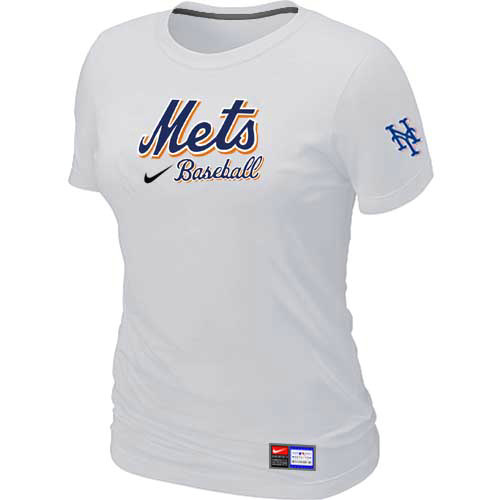 New York Mets Nike Womens Short Sleeve Practice T Shirt White 