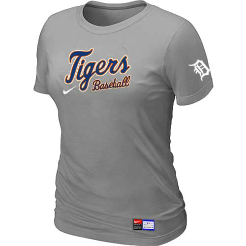 L-Grey Detroit Tigers Nike Womens Short Sleeve Practice T Shirt 