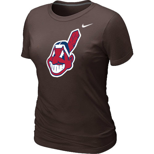 MLB Cleveland Indians Heathered Nike Blended Womens T Shirt Brown
