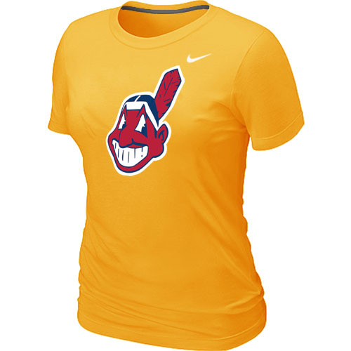 Yellow MLB Cleveland Indians Heathered Nike Blended Womens T Shirt 