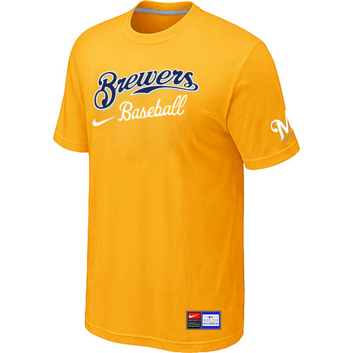 Milwaukee Brewers Nike Short Sleeve Practice T-Shirt Yellow