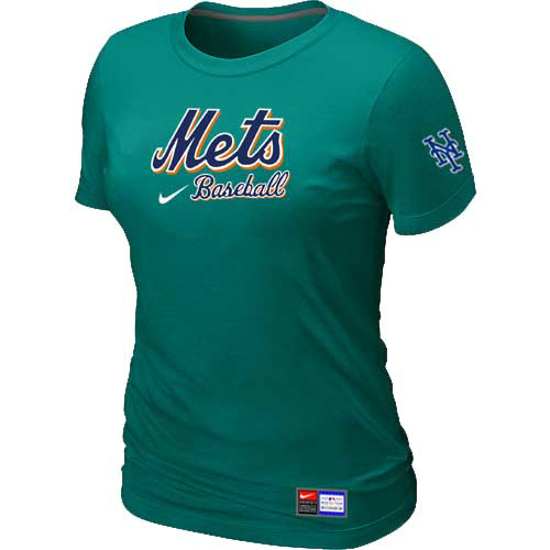 New York Mets Nike Womens Short Sleeve Practice T Shirt L-Green 