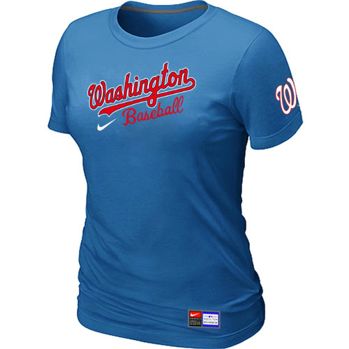 MLB Washington Nationals Nike Womens Short Sleeve Practice T Shirt L-blue