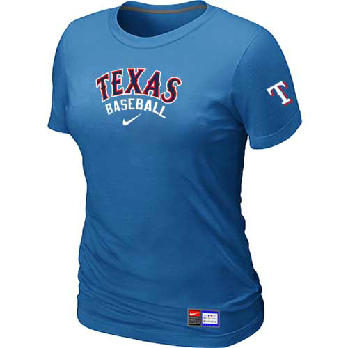 Texas Rangers Nike Womens Short Sleeve Practice T Shirt Blue