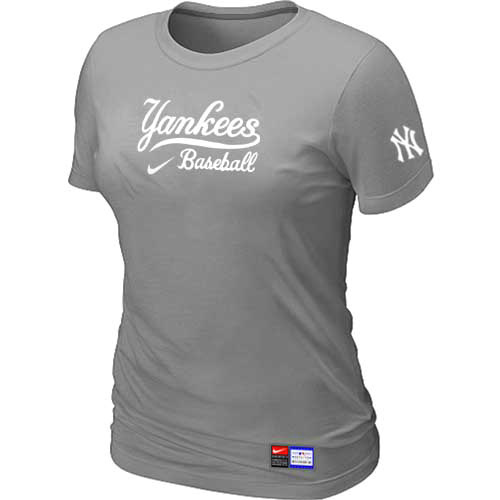 MLB New York Yankees Heathered Nike Womens Blended T Shirt L-Grey 