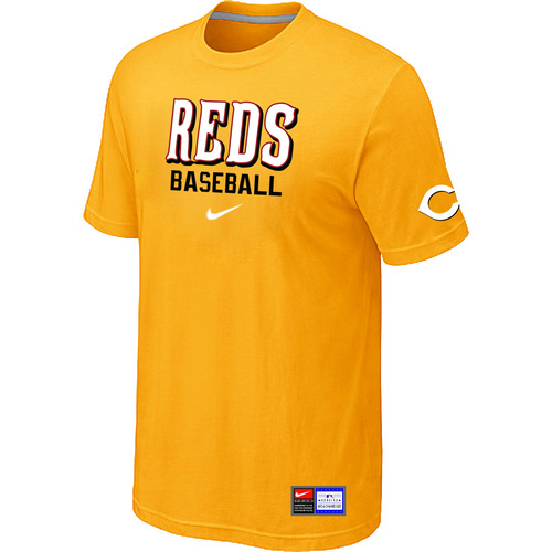 Cincinnati Reds Nike Short Sleeve Practice T-Shirt Yellow