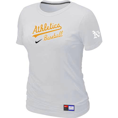 Oakland Athletics Nike Womens Short Sleeve Practice T-Shirt White 