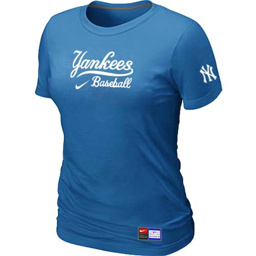 MLB New York Yankees Heathered Nike Womens Blended T Shirt L-blue 