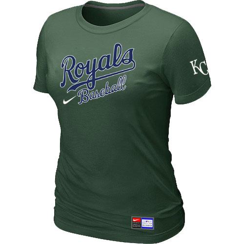 MLB Kansas City Royals Nike Womens Short Sleeve Practice T Shirt D-Green