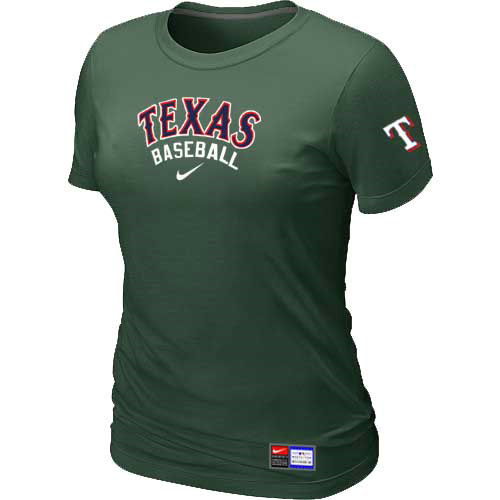 Texas Rangers Nike Womens Short Sleeve Practice T Shirt Green