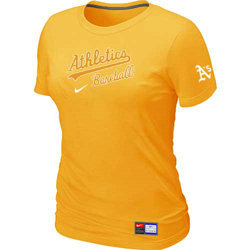 Oakland Athletics Nike Womens Short Sleeve Practice T-Shirt Yellow