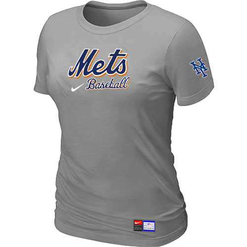 New York Mets Nike Womens Short Sleeve Practice T Shirt L-Grey