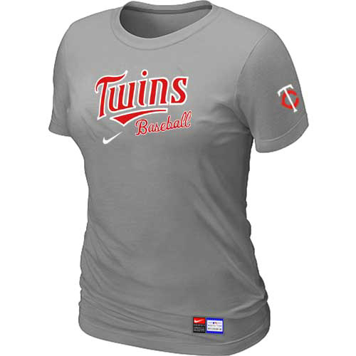 Minnesota Twins Nike Womens Short Sleeve Practice T Shirt L-Grey 