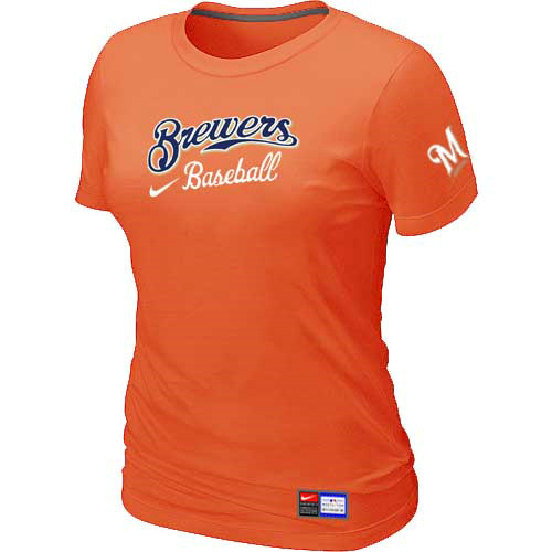 Milwaukee Brewers Nike Womens Short Sleeve Practice T Shirt Orange 
